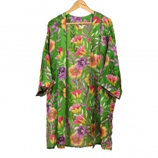Long Green Mix Floral Print Kimono by Peace of Mind